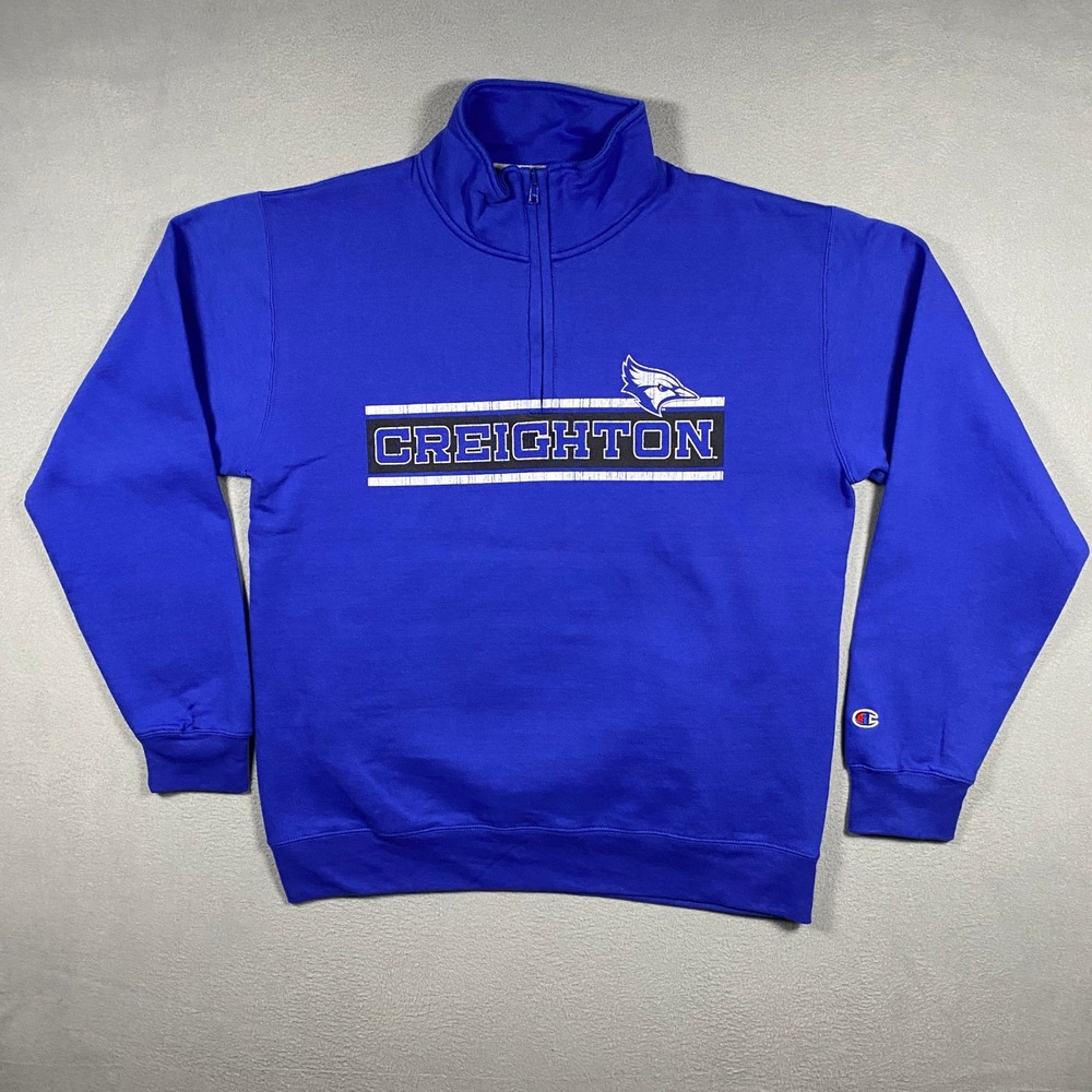 Champion Quarter Zip Pullover Men Large Blue Creighton Bluejays NCAA Sweatshirt